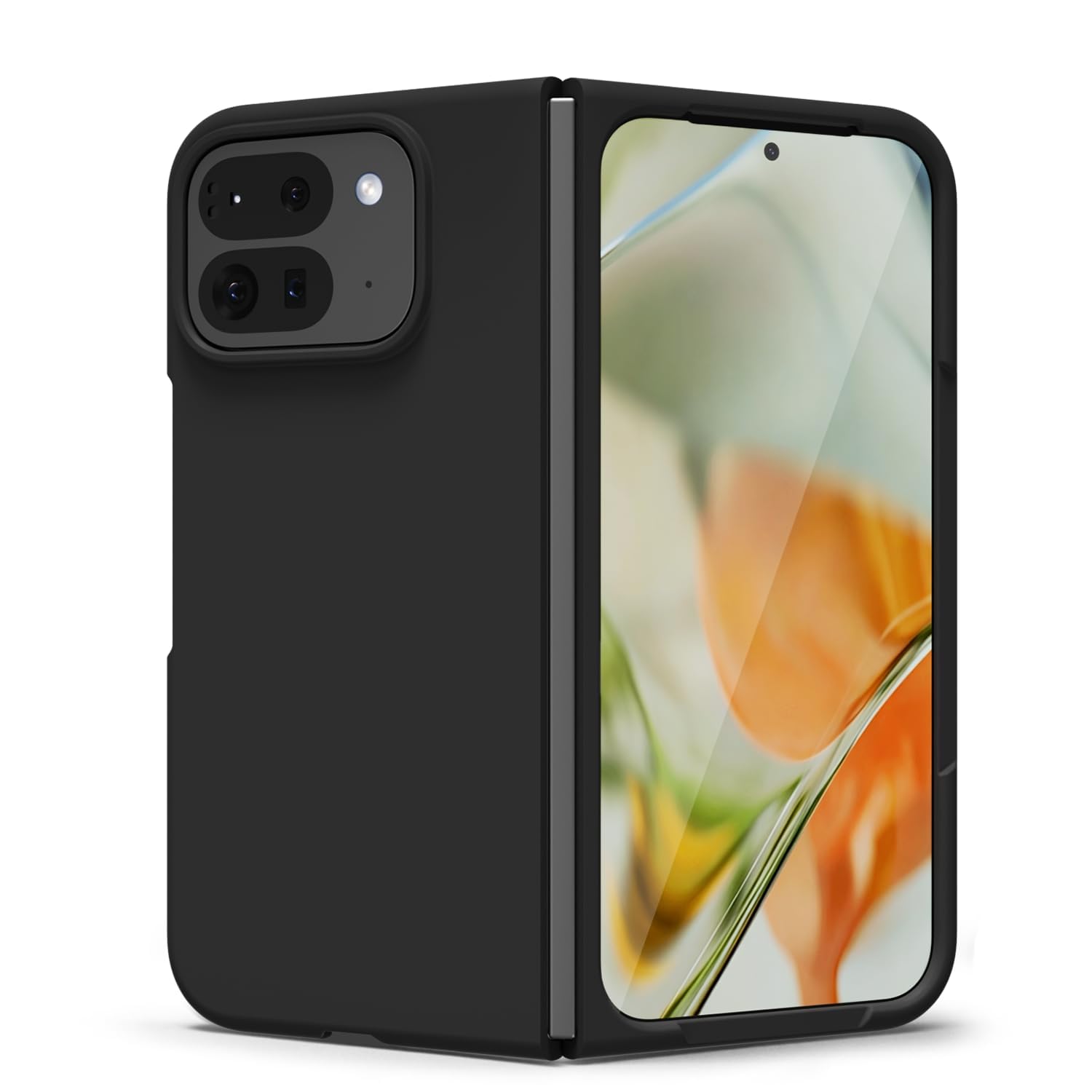 oakxco for Google Pixel 9 Pro Fold Phone Case Liquid Silicone, Cute Thin Slim Grip Soft Rubber Gel for Women Men, Smooth Matte TPU Plain Solid Color Girly Simple Case with Camera Cover, Black