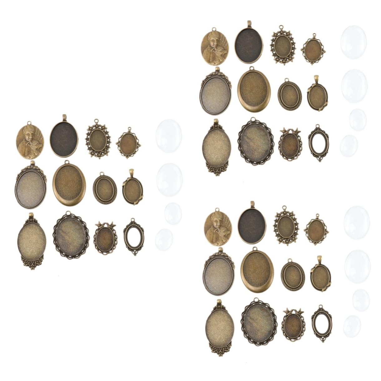 DIYEAH 30 Sets Earring Tray Bezel Setting Pendant G Necklace Photo Setting Tray Necklace Tray Blanks Blank Oval Cabochons Base Craft Bezel Trays Vintage Jewelry Square Tray Round Supplies