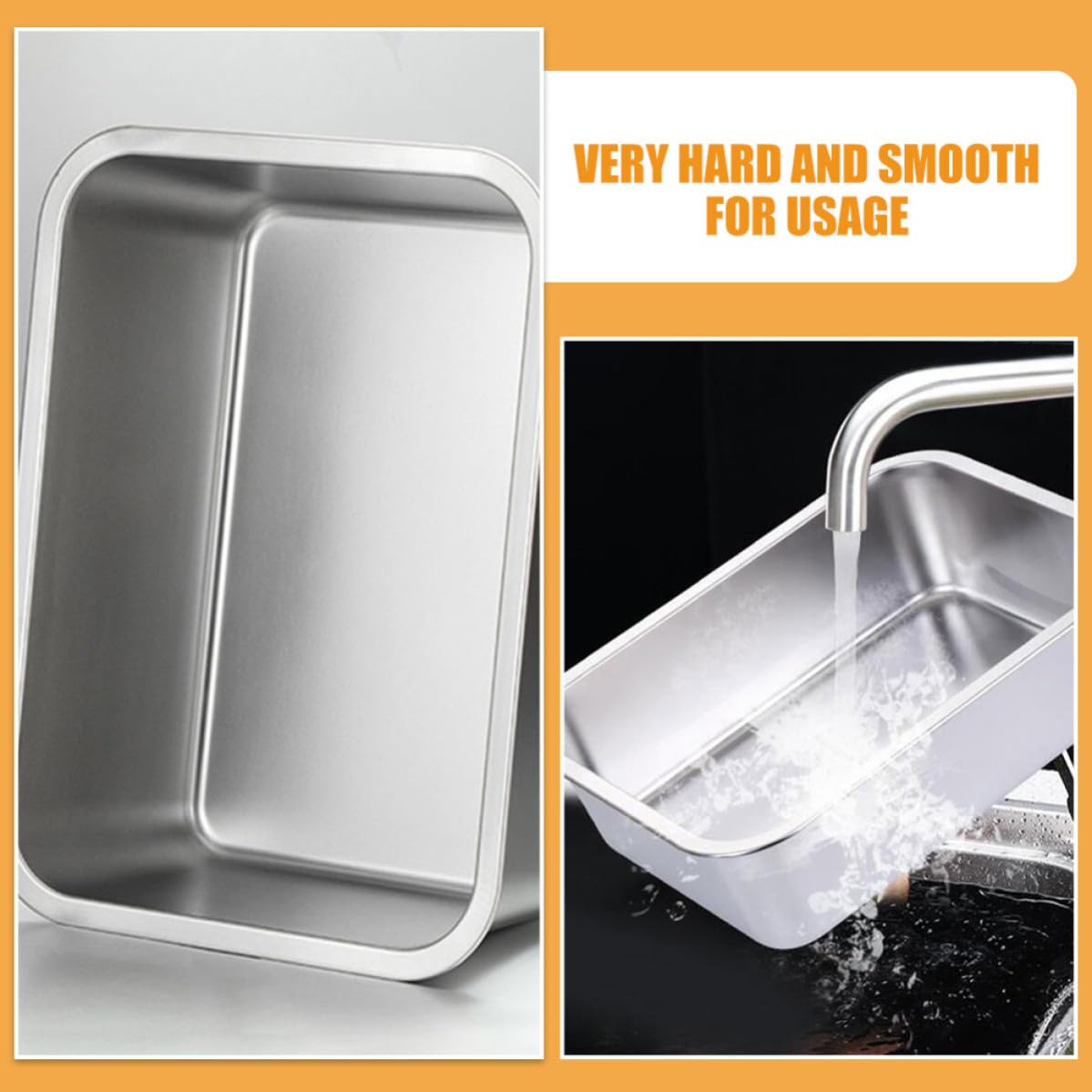 FOMIYES 2 Stück Edelstahl Buffet Snackplatte Rechteckig 1,5l Silber