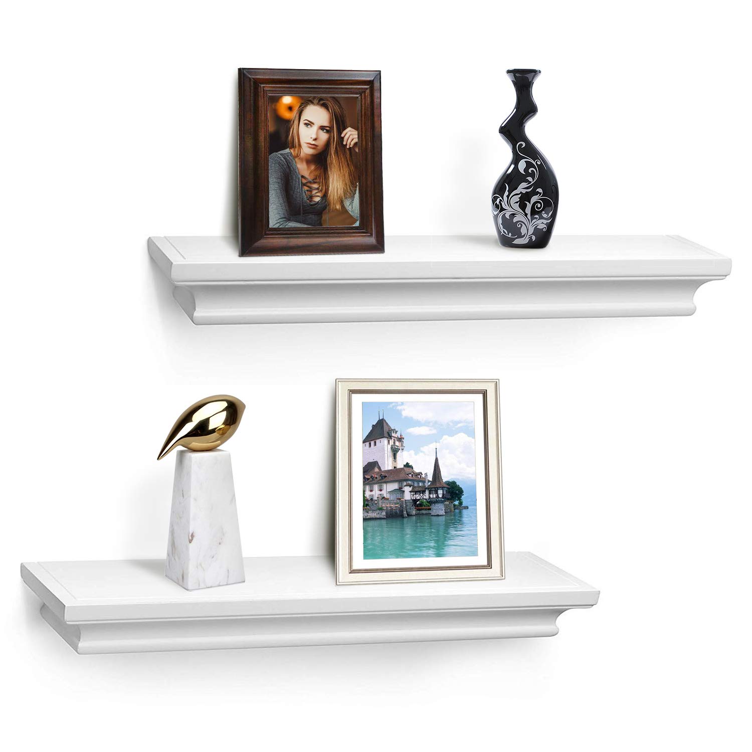 Buy birola White Floating ShelvesCrown Molding Wall Mounted Mantle