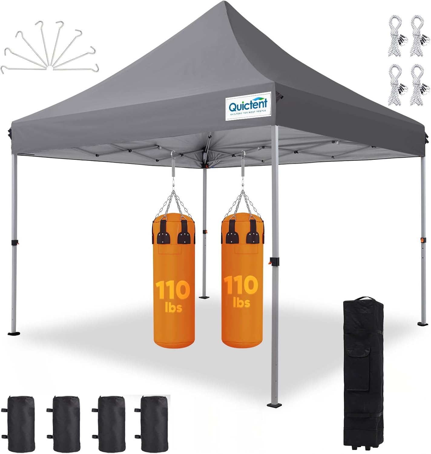 Quictent 10x10 Heavy Duty Pop Up Canopy Tent- Easy up Outdoor Commercial Canopies, Waterproof, 11ft Interior Height, Easy Setup, Includes Sand Weight Bags and Carry Bag