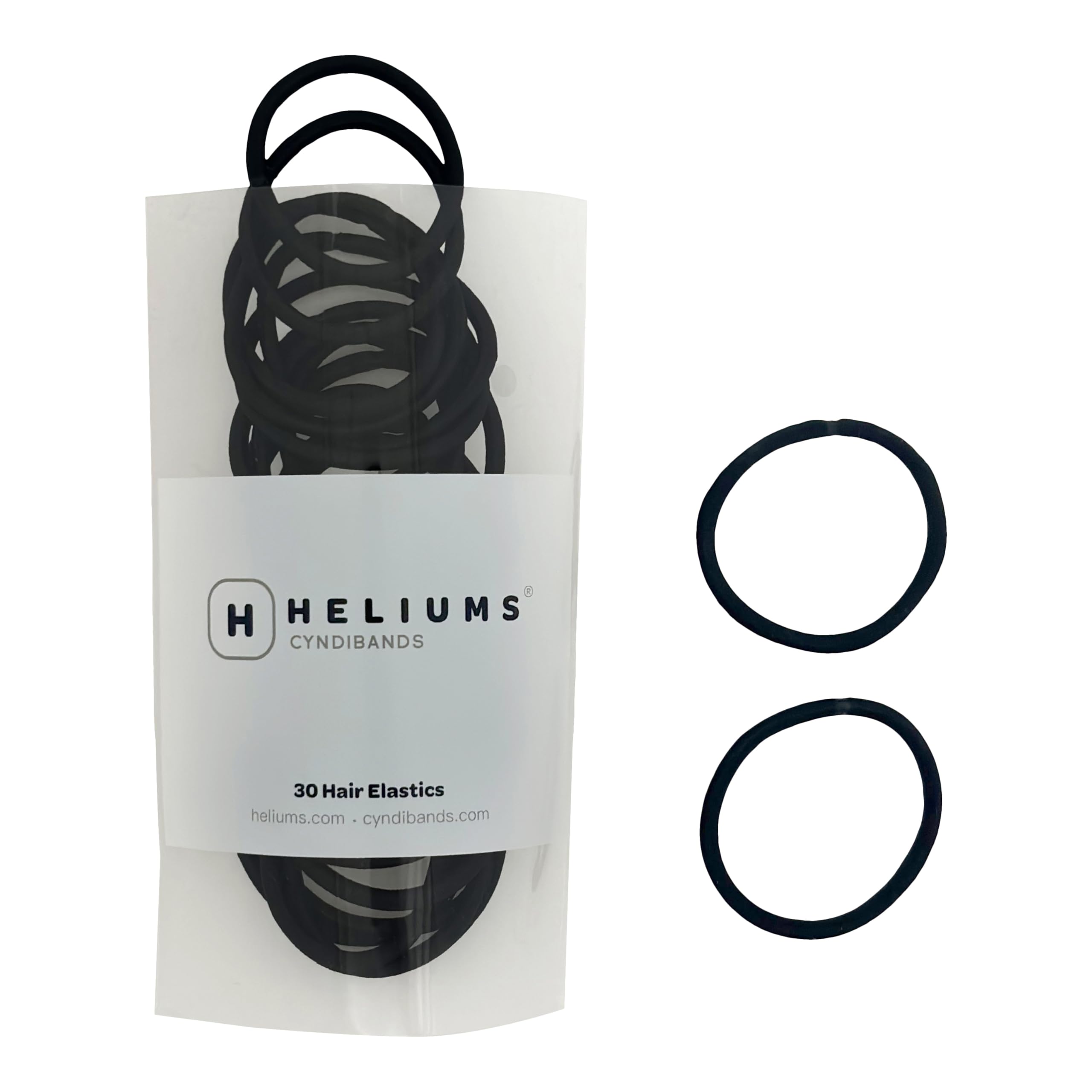 Cyndibands Elastic Hair Ties - Black - 30 Count, 4mm x 1.75 Inch Diameter Ponytail Holders