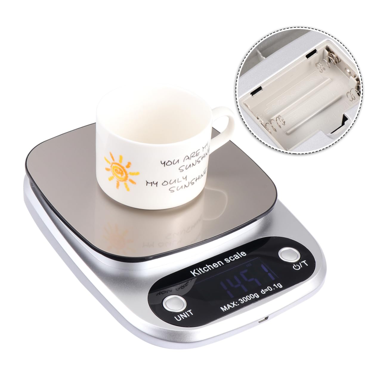 SHOWERORO Herramienta De Medición Digital Báscula De Cocina Acero Inoxidable Precisión Lcd Recargable Ligera