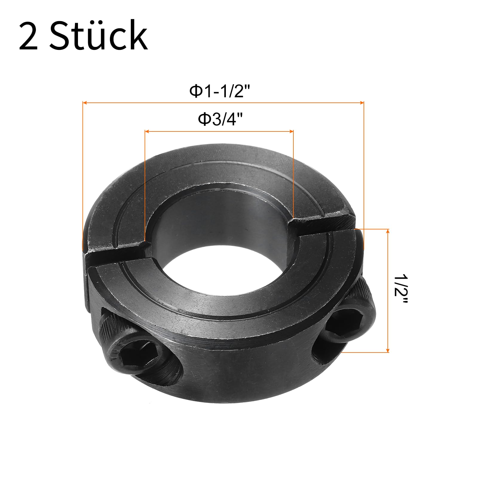 QUARKZMAN 2 Stück Stellringe 19mm Bohrung 38mm AD 13mm Breite Kohlenstoffstahl Tiefenanschlagringe Doppelt Geteilter Wellenringe für Zahnradbaugruppe Auto Eisenbahn CNC Maschine Schwarz