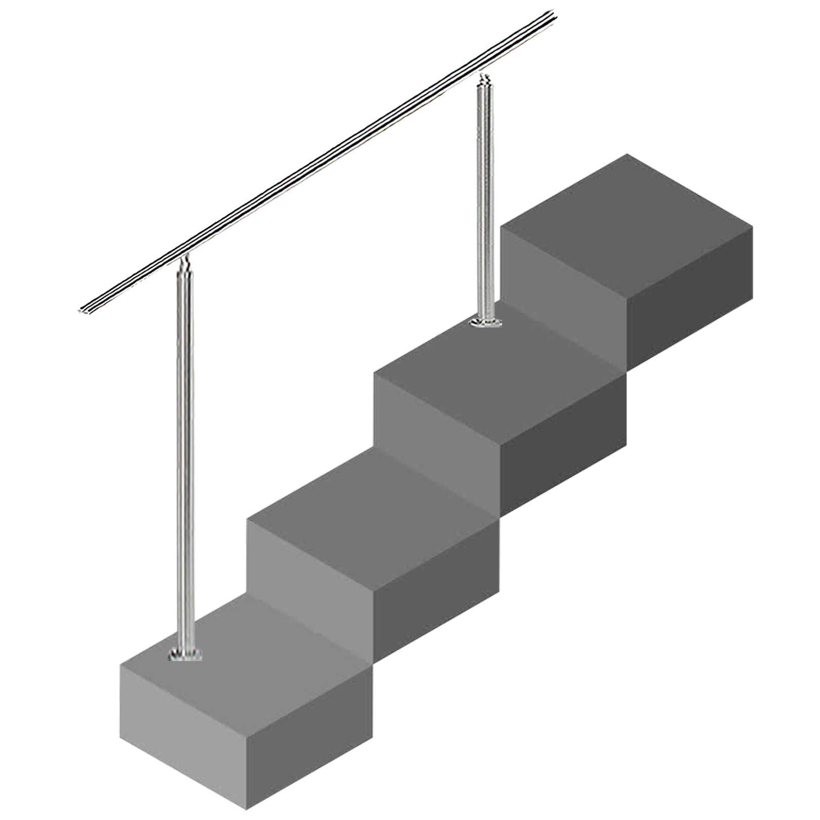 LWJSOCP Stair handrail Stainless Steel Stair Railing, Heavy Duty Stair Handrail Corridor Balustrades Safety Support, 140 x 85cm Silver (Without Crossbars)
