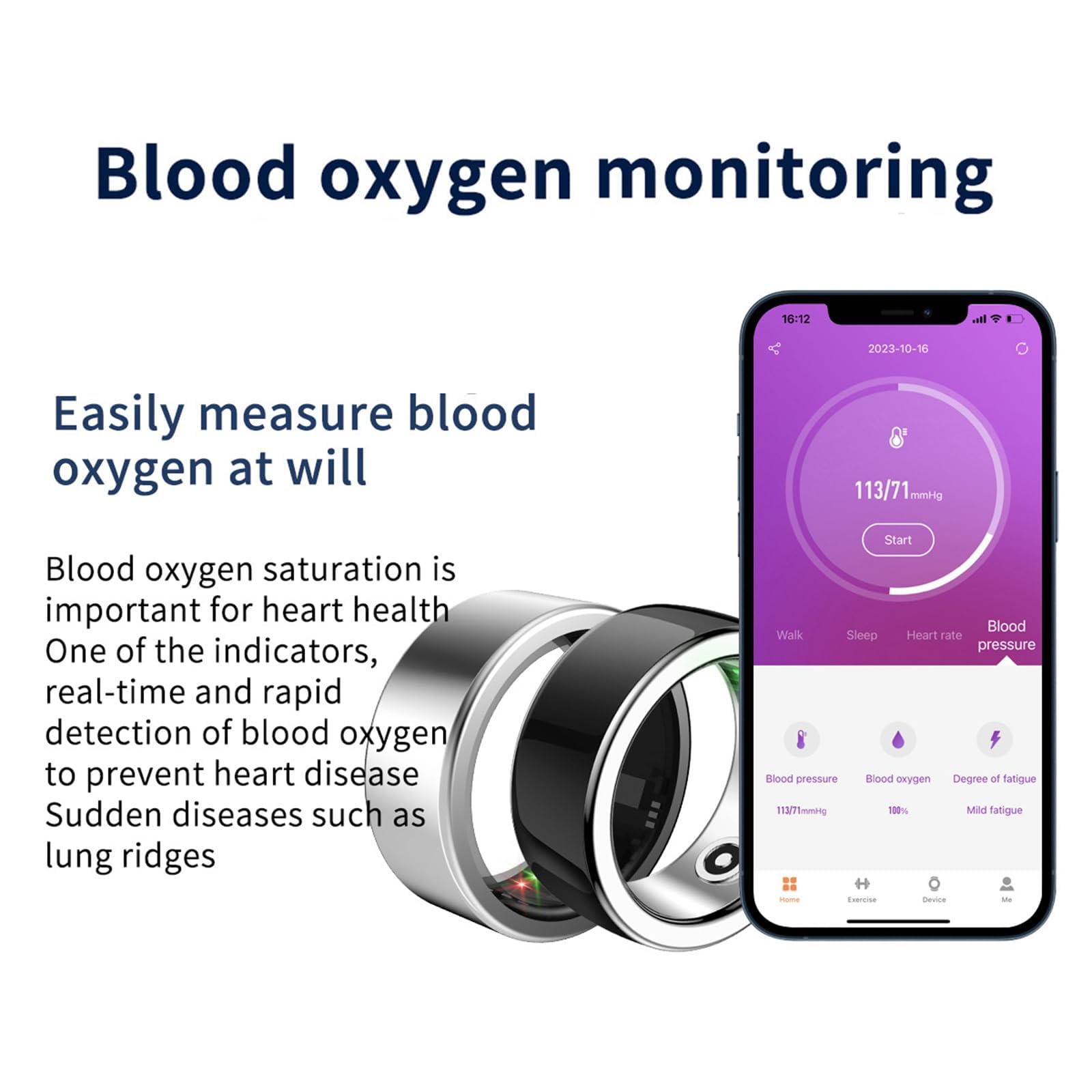 Smart Ring Android Fitness Tracker Ring Smartringe für Herren Damen Smart Ring Herzfrequenz Wasserdicht Smartring mit Schrittzähler Schlaftracker Ring iOS Smart Workout Fitness Ring Edelstahl