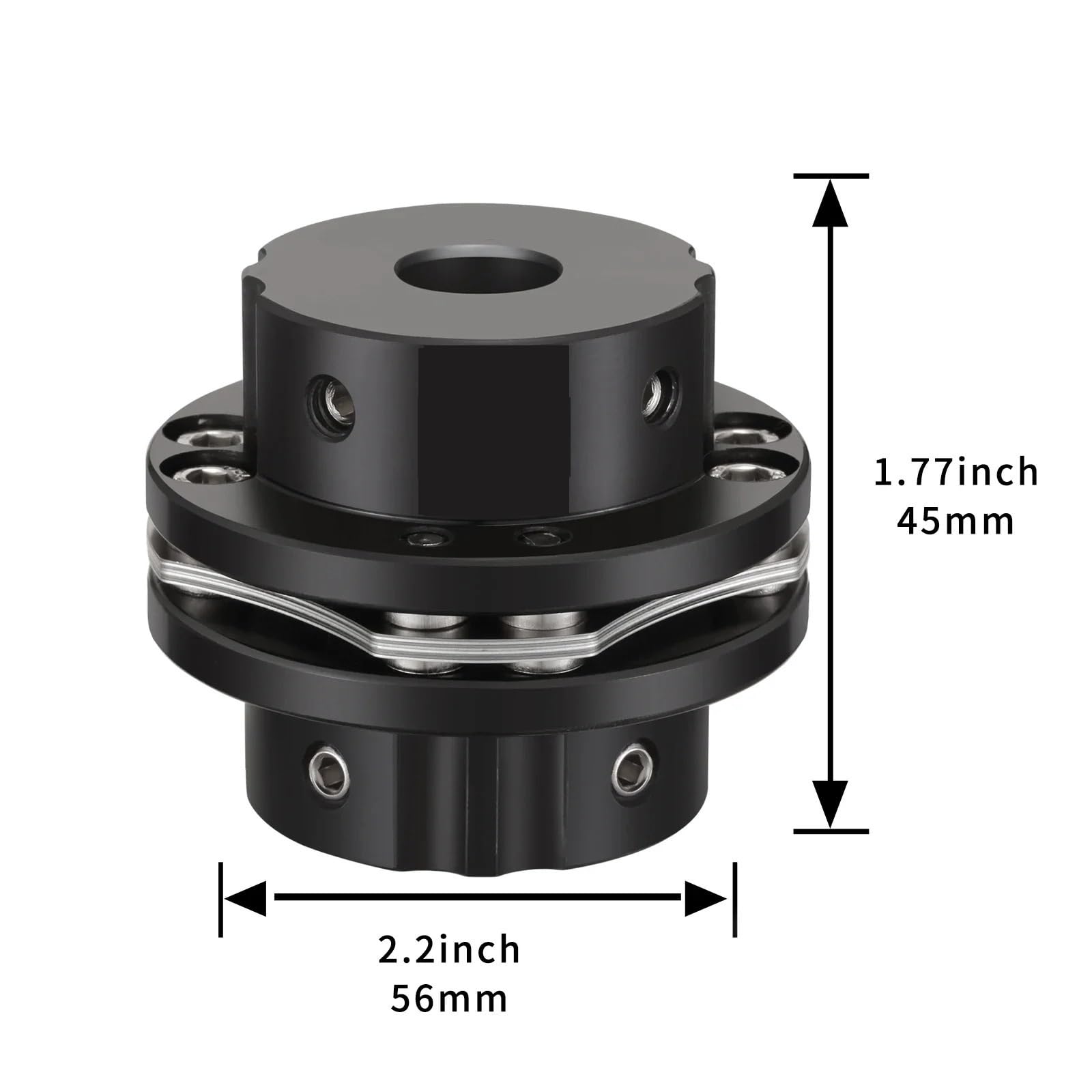Accouplement d'arbre à membrane, coupleur flexible en acier inoxydable 304 avec rainure de clavette for servomoteur/moteur pas, jeu nul Automatisation industrielle(20-40mm)