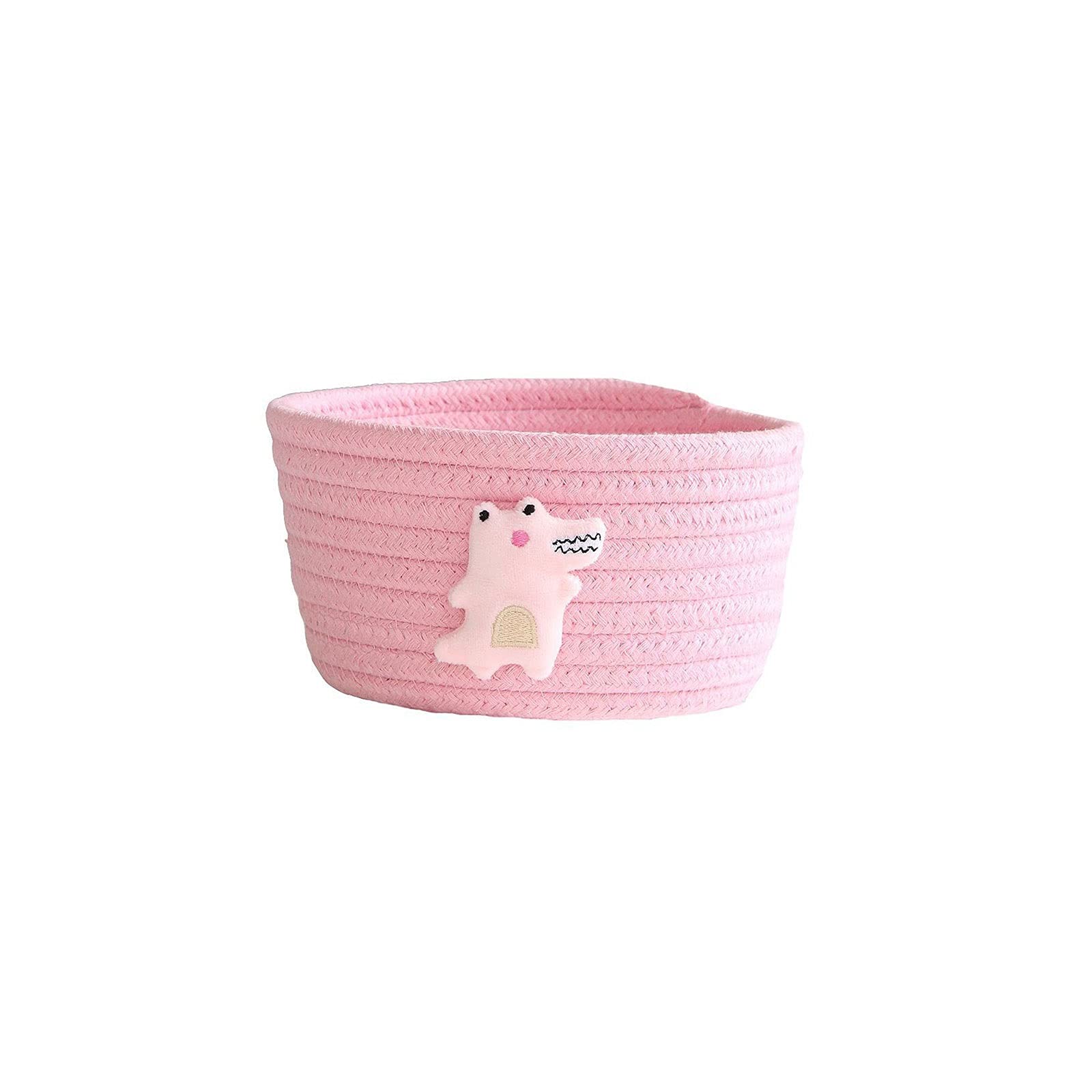 JINGYAN Storage Boxes Animal Handmade Cotton Rope Woven Storage Basket Toy Desktop Box Sundries(B)