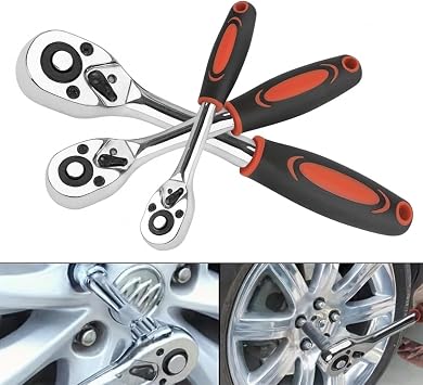25 cm Cırcırlı Lokma Kolu – Krom Vanadyum Çelik Profesyonel Ratchet Anahtar, Sağ-Sol Yön Değiştirilebilir, Ergonomik Kaymaz Kauçuk Saplı Lokma Kol (20 Cm)