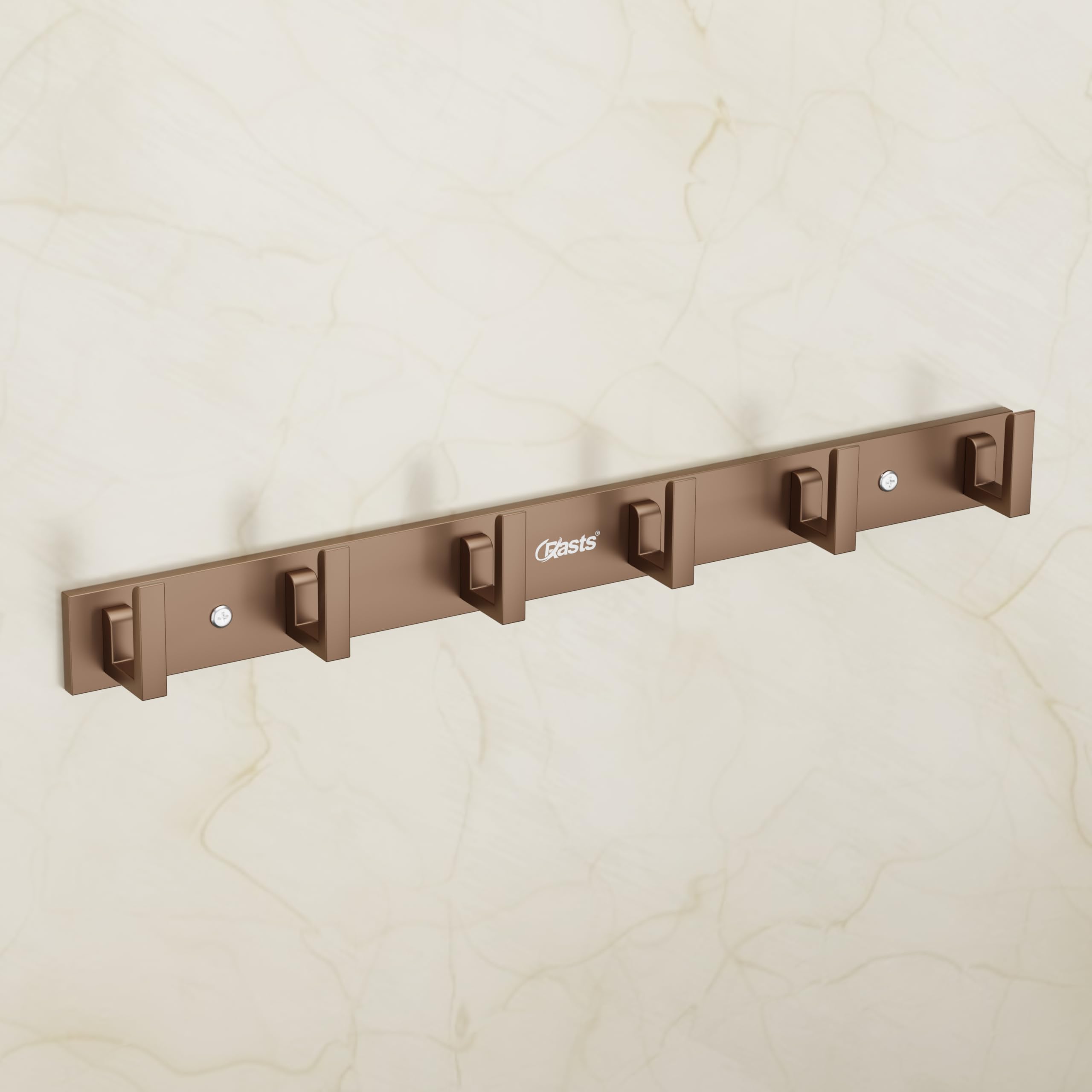 Aluminium Stainless Steel Cloth Hanger Wall Mounted with 6 Hooks for Bathroom/Kitchen,Door - Cloth Hanger/Towel Hanger/Keys Holder (1, Copper Metallic)-image-38