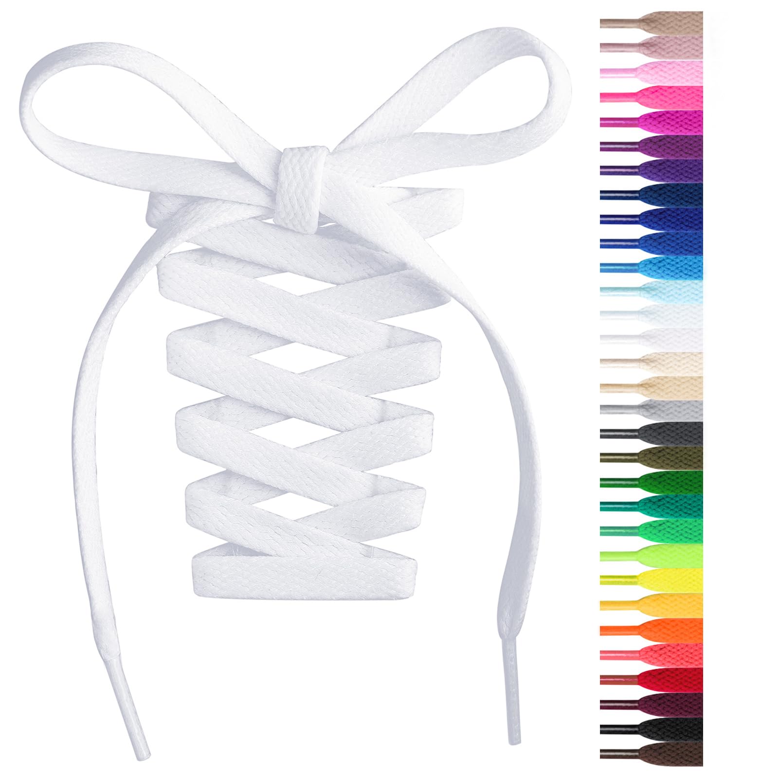 Handshop Flat Shoelaces 5/16" - 20 Colors in 36"-72" Shoe Laces For Sneakers