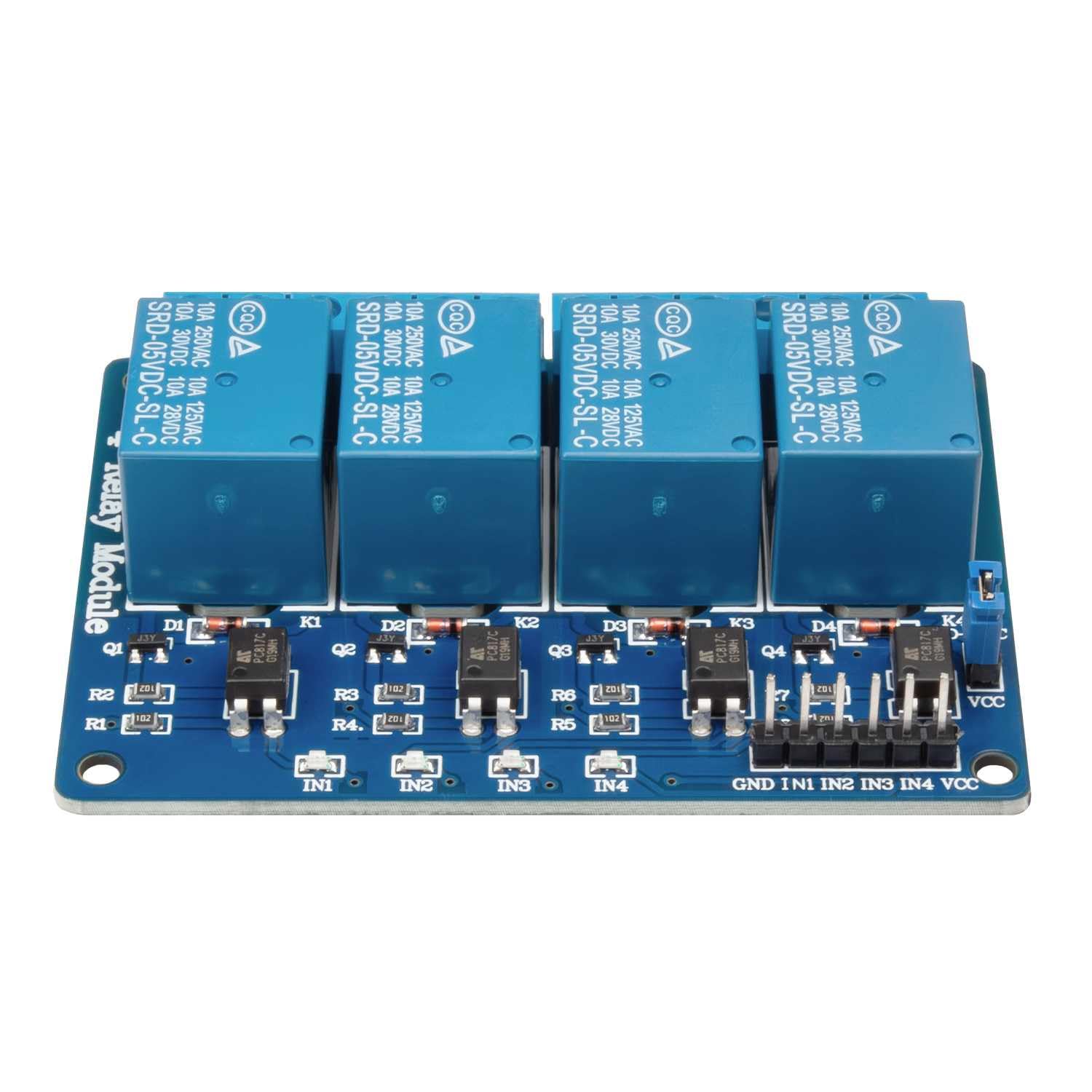 Heevhas 5V 4-Kanal Relais Modul Mit Optokoppler – Für Arduino, PIC, AVR, ARM, Bis 10A, LED-Status 4 Kanal Relais Modul Heevhas 5V 4-Kanal Relais Modul Mit Optokoppler – Für Arduino, PIC, AVR, ARM, Bis 10A, LED-Status 4 Kanal Relais Modul