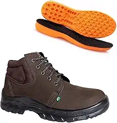 BOTA DE SEGURANÇA ECOSAFETY PS139-AP BICO DE PVC COURO NOBUCK CAFÉ C.A 40677 + PALMILHA ANATÔMICA Tamanho:42