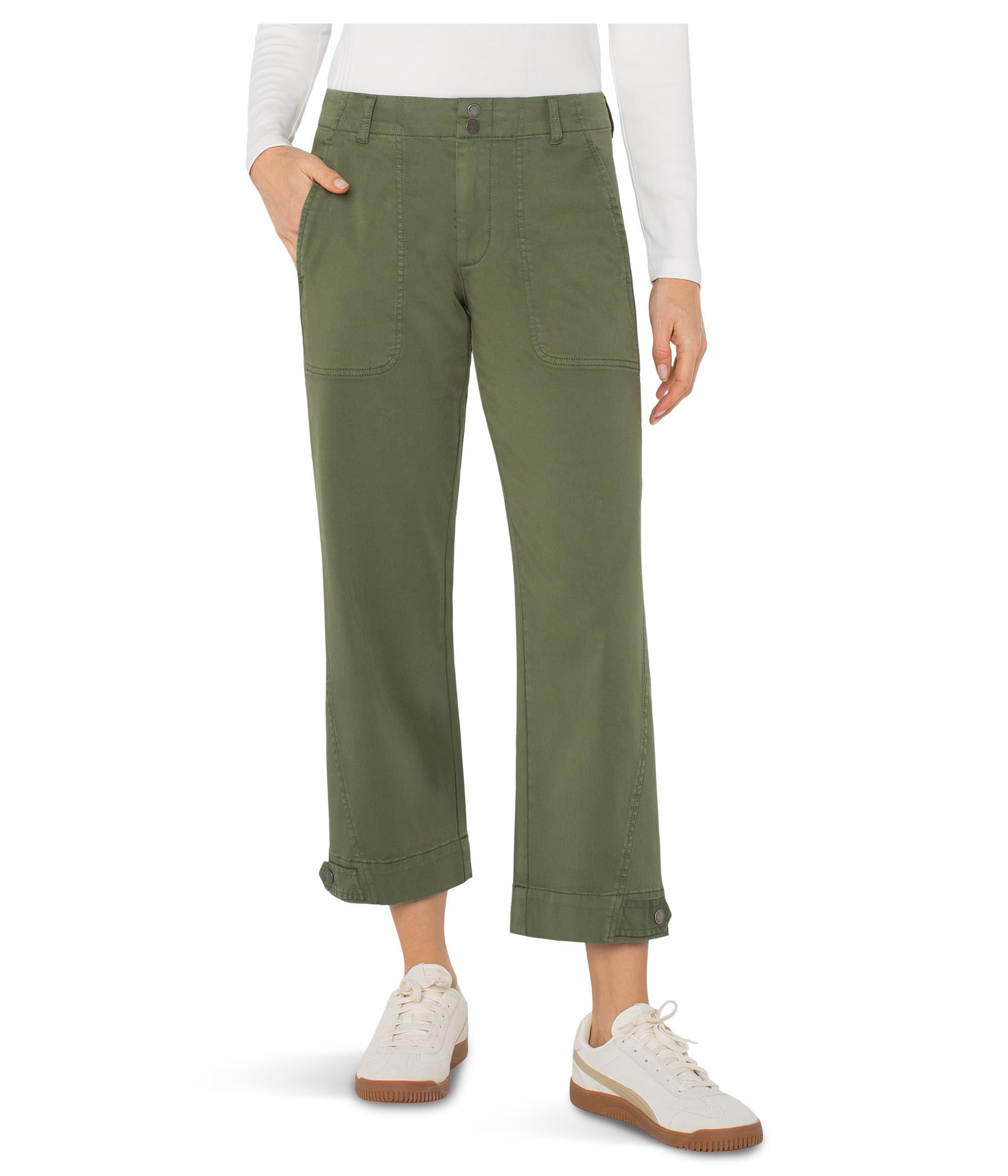 Liverpool Womens Mid-Rise Utility Crop W Tab Hem Pants