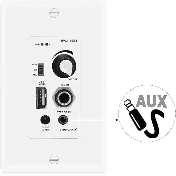 STUDIOFINIX in Wall Audio Control Amplifier Receiver Wall Plate for Sound Systems Home Theater Integration (4 Channel)