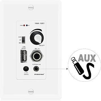 STUDIOFINIX in Wall Audio Control Amplifier Receiver Wall Plate for Sound Systems Home Theater Integration (4 Channel)