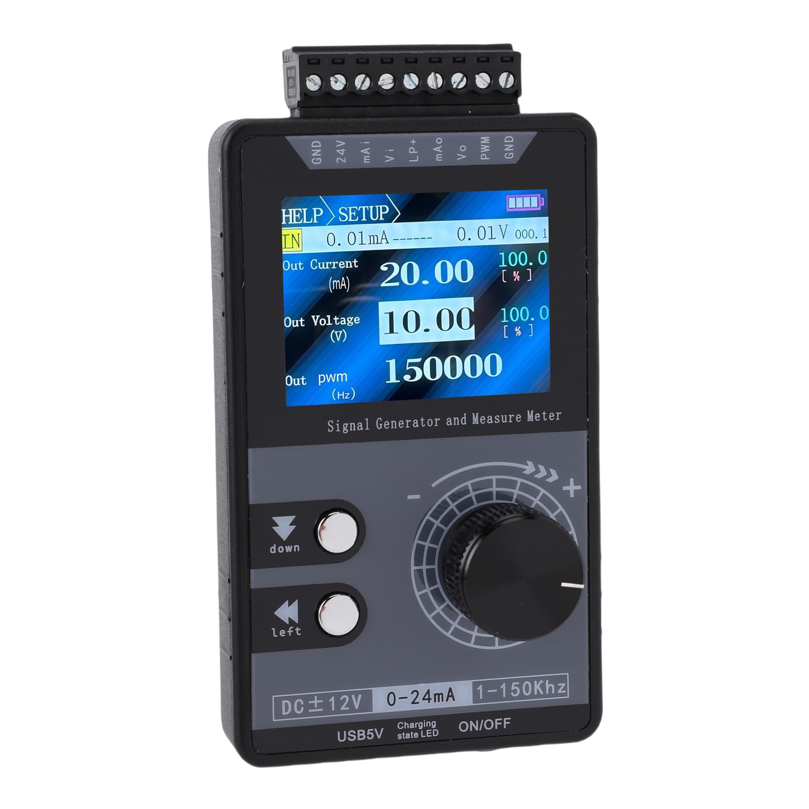 Fabater 4–20 MA Signalgenerator Spannung Strom Simulator 0–100% Einschaltdauer mit Kurzschlussschutz Zur Kalibrierung, Tragbares Signal für Werkstätten, USB Typ C