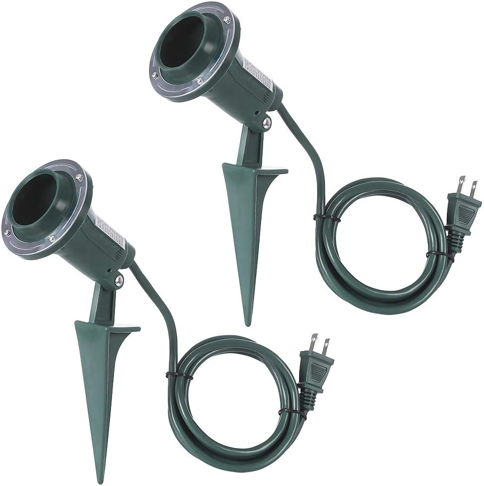 Outdoor Spotlight with Ground Stake, Durable Floodlight Fixture, Weather Resistant, Heavy Duty for Yard, Flag, Holiday Decor, 120V, 6FT Power Cord, PAR38 Bulb Base, ETL Listed, 2Pack