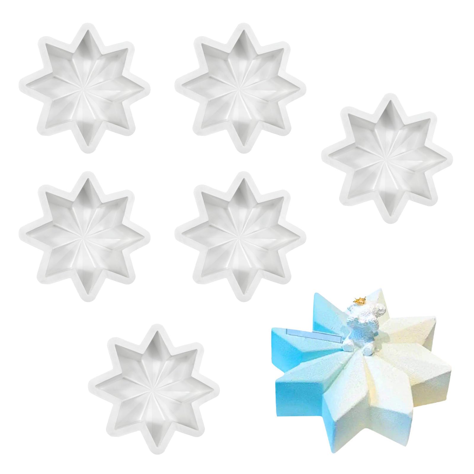 carotoe Flexible Snowflake Shape Flexible Silicone Snowflake Dessert Molds for Christmas Mousses and Chocolate Making Christmas Mousses Molds
