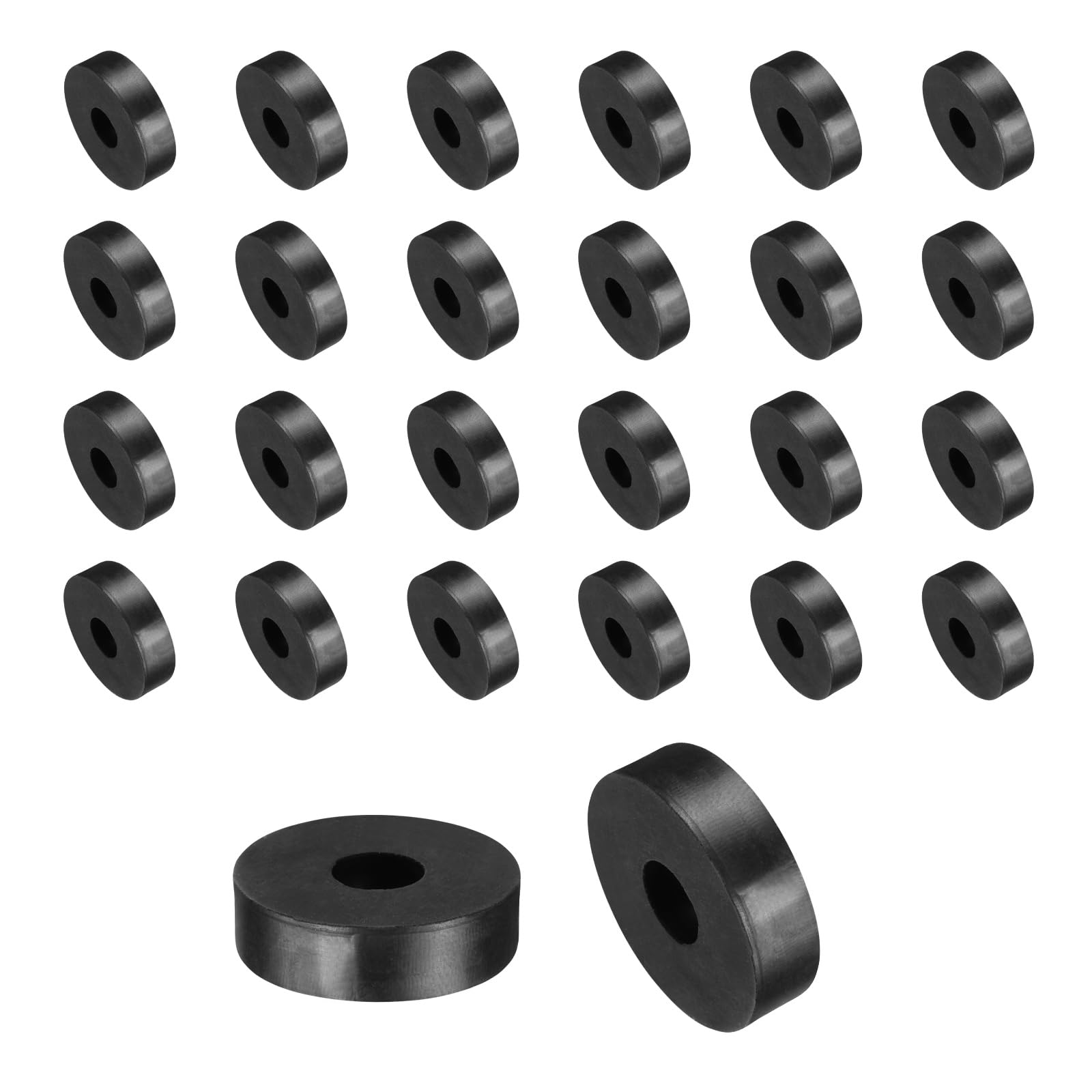sourcing map 60 Pcs Rubber Spacers 18mm OD x 6mm ID x 5mm Height Round Anti Vibration Spacer Rubber Bushing Grommets โ image 1