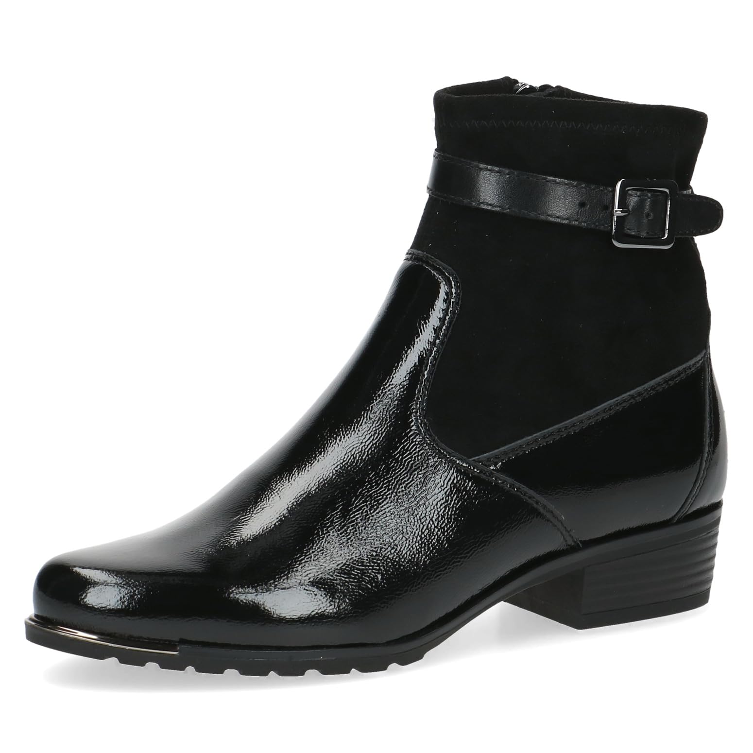 Caprice Women's ankle boots with heel with buckle low heel, Black (Black Comb), 3.5 UK