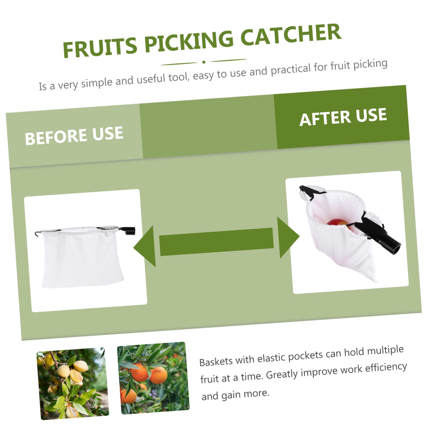 SUPVOX Fruit Picker Picking from Fruits Heavy Catcher Getting Pear Harvester Stainless Steel