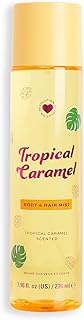 I Heart Revolution, Tropical Caramel Hair & Body Mist, Long-Lasting Perfume Spray, Notes of Vanilla, Caramel, & Sandalwood, Cruelty-Free & Vegan, 7.98 fl oz