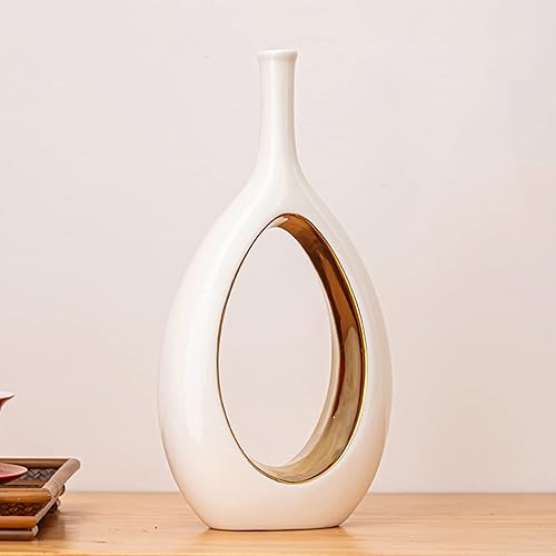 Miniatura 8 de White Ceramic Vase Set 2 for Modern Home Decor, Hollow Round Flower Vases for Decor, Donut Vase, Pampas Grass Vase, Minimalism Decor for Wedding