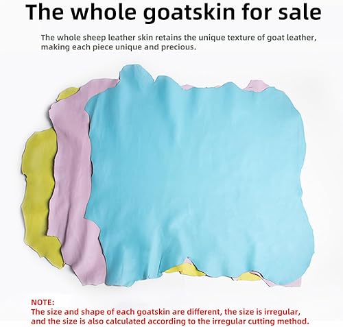 Miniatura 5 de WUTA Piel de cabra natural curtida vegetal piel de cabra entera piel de cabra auténtica, sin agujeros ni cortes para artes y manualidades (6 pies