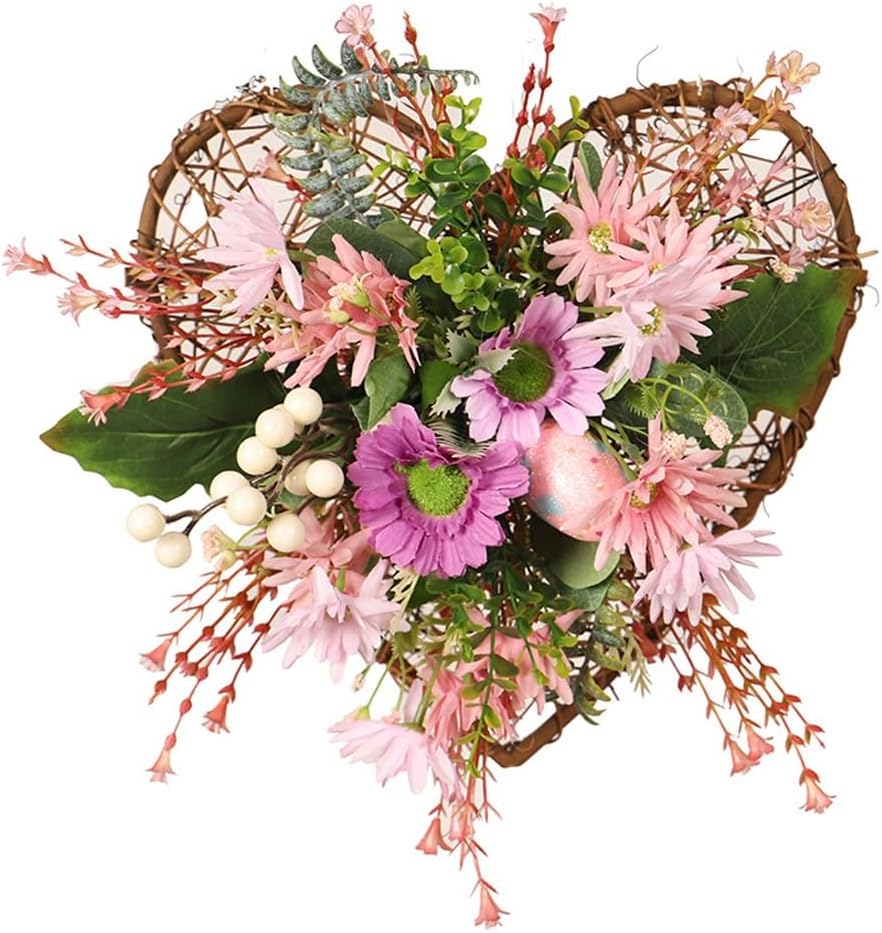 Decorative Flower Wreath Peach Heart Vine Woven Wild Chrysanthemum Door Decoration Pendant