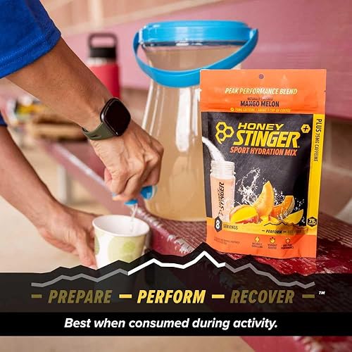Miniatura 5 de Honey Stinger Perform Sport Hydration Powder  Multiplicador de electrolitos de melón de mango para ejercicio, resistencia y rendimiento  Nutrición