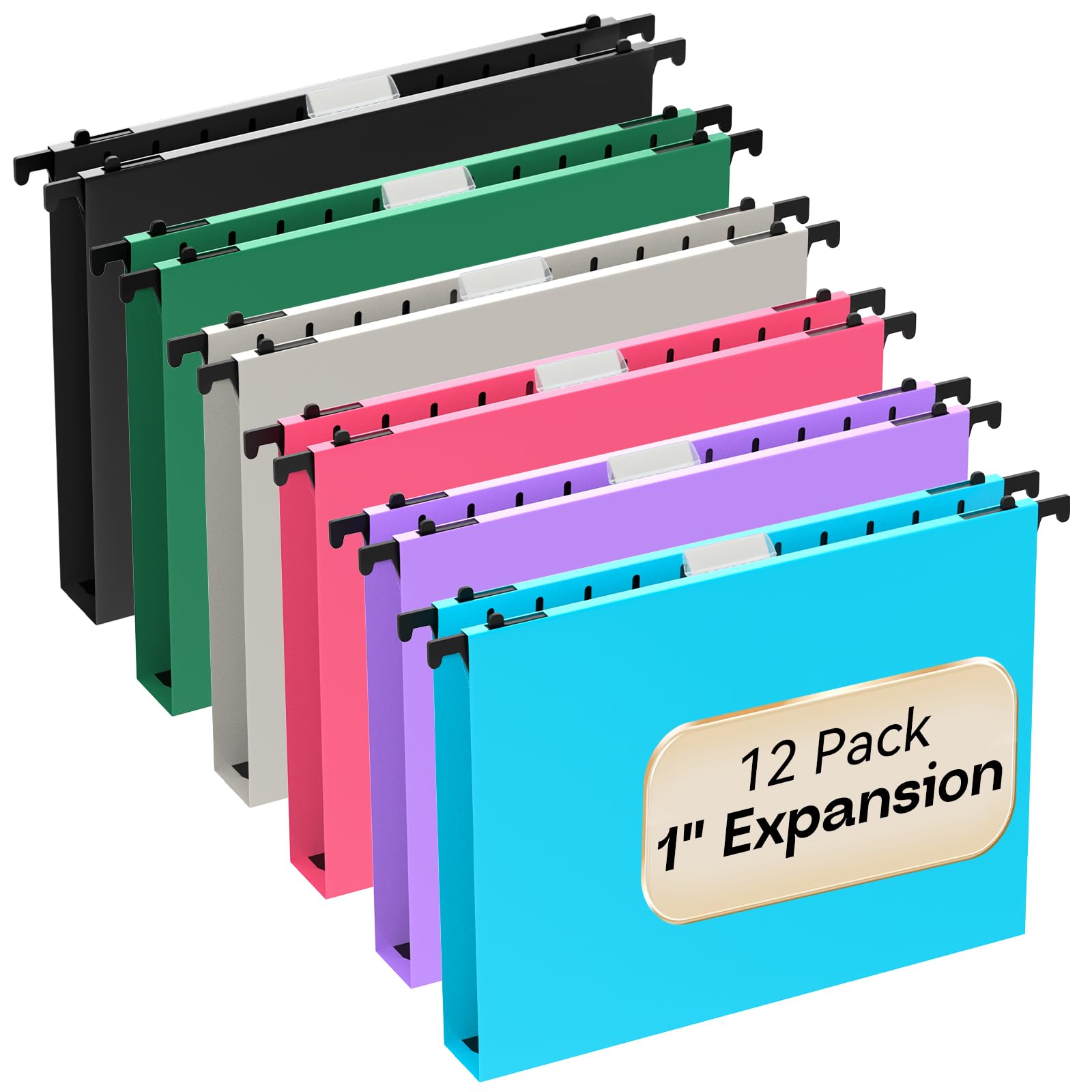 Hanging File Folder Tabs Extra Capacity Plastic Hanging File Folders,12 ...