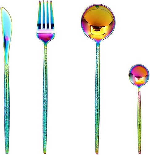 Juego de cubiertos coloridos de 24 piezas para 6 cubiertos duraderos de acero inoxidable 1810, para el hogar, cocina, restaurante, boda, delicados,