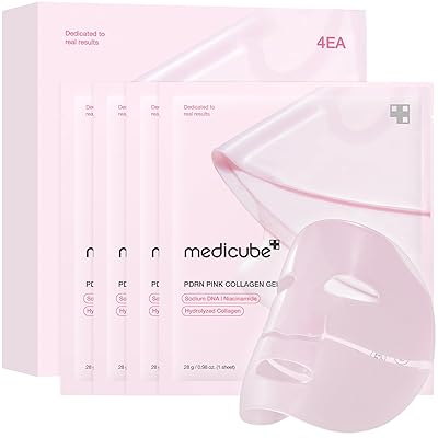 medicube Salmon DNA PDRN pink collagen jelly gel mask | overnight face mask for glass glow skin- elasticity, hydrating, firming and moisturizing | korean skincare, 28g, 4ea
