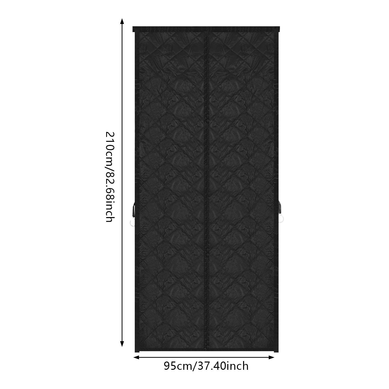 Cortina para puerta con aislamiento térmico, cortina protectora aislada, cortina térmica magnética para puerta, cortinas opacas, cortinas de privacidad (negro, largo x alto x alto 95 x 210 cm