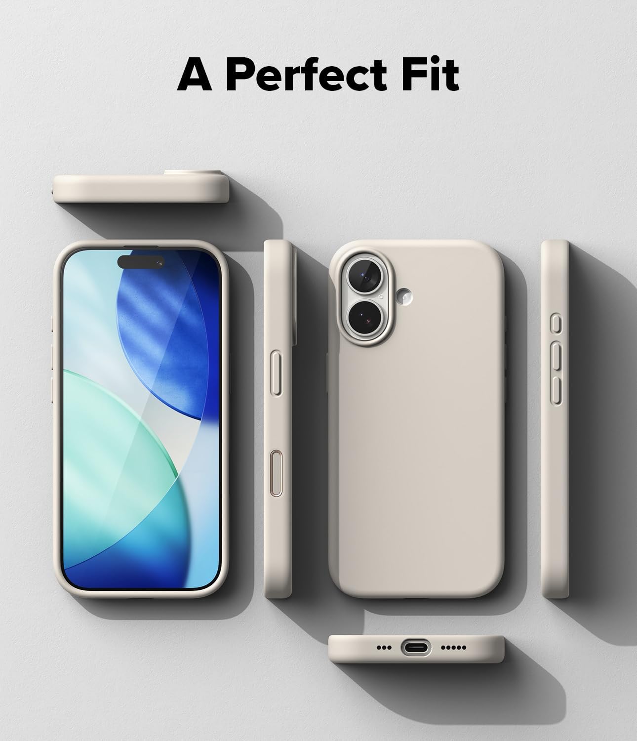 Ringke Silicone Magnetic for iPhone 17 Case [Compatible with MagSafe] Feels Velvety Slim Cute Soft Phone Cover for Women, Men - Stone