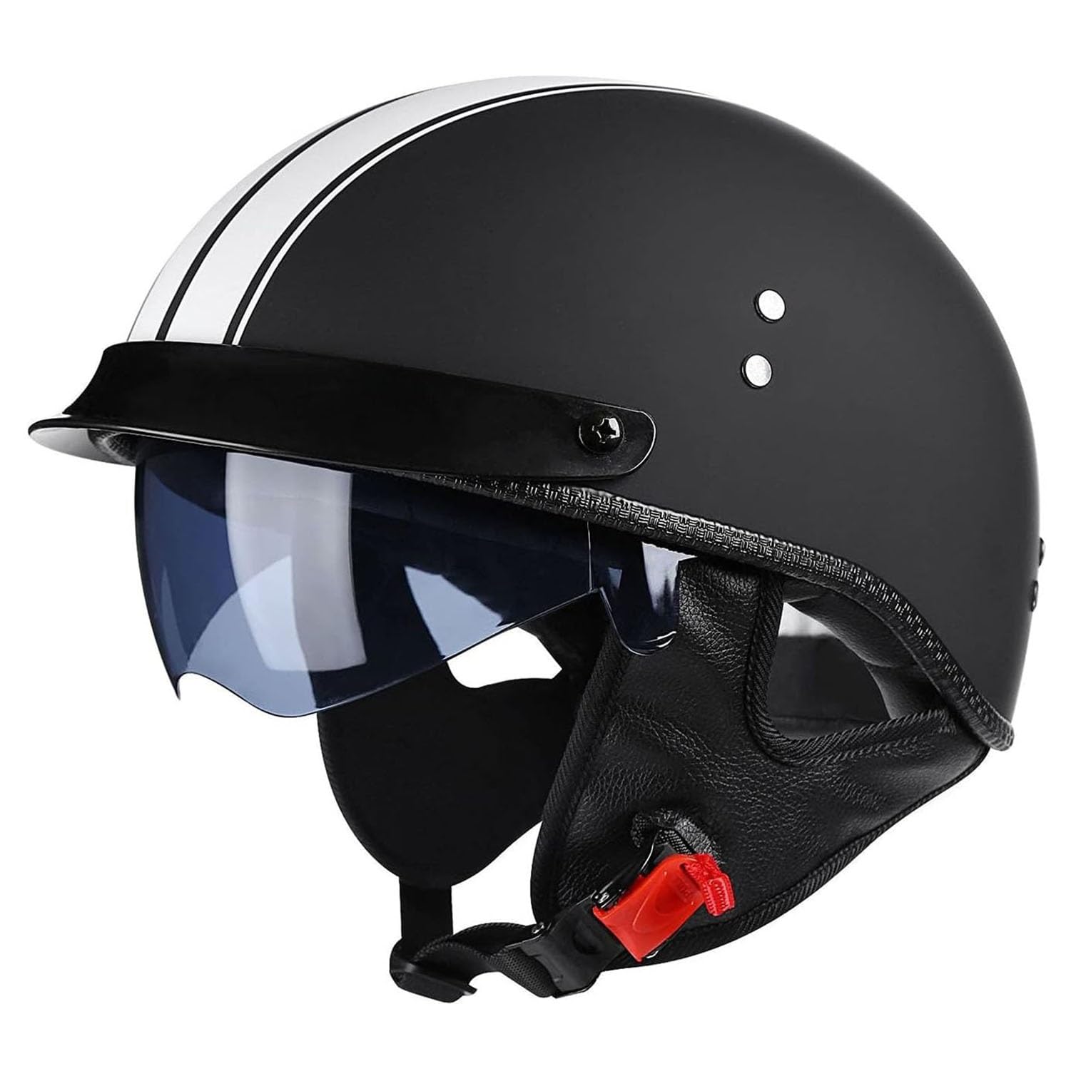 Casques Bols Casque Moto Vintage Jet avec Visière Scooter Chopper L
