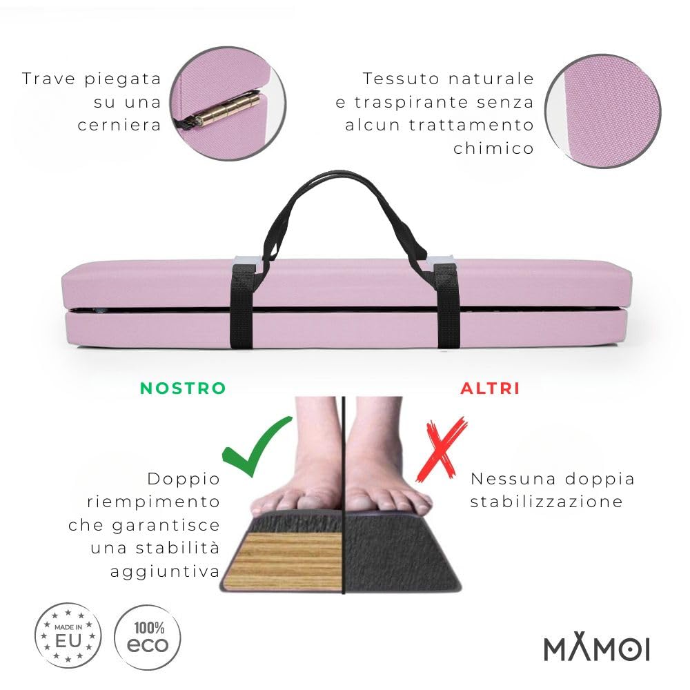 MAMOI® Trave Ginnastica Artistica 200 cm, Attrezzi Ginnastica Pieghevole, Parallele Imbottita Antiscivolo da Casa