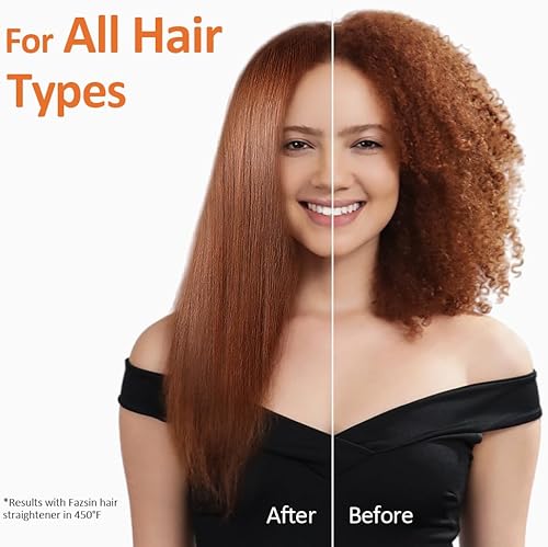 Miniatura 6 de Faszin Plancha de pelo profesional, placa de titanio iónico de 1.18 pulgadas, plancha plana de calentamiento rápido 20S con pantalla LED