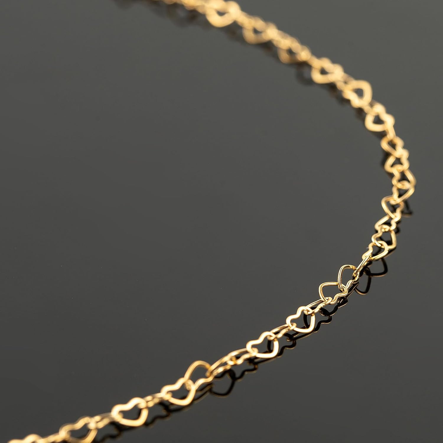 UMAOKANG 5 Meters Gold Plated Stainless Steel Chain for Jewelry Making Hollow Heart Chain Roll with Jewelry Findings