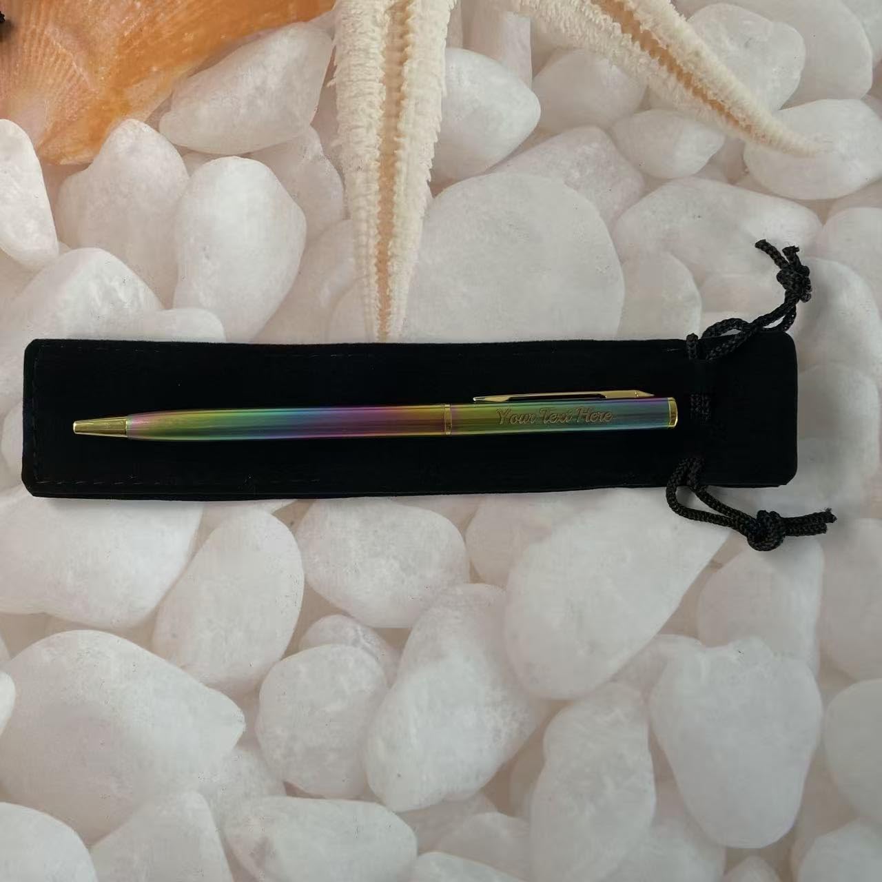 Custom pen personalised Pens, Free velvet pen case, Group Gift, for Teacher, Friends, Student, Faimily, Wedding, Business, Baby shower (Rainbow) — image 1
