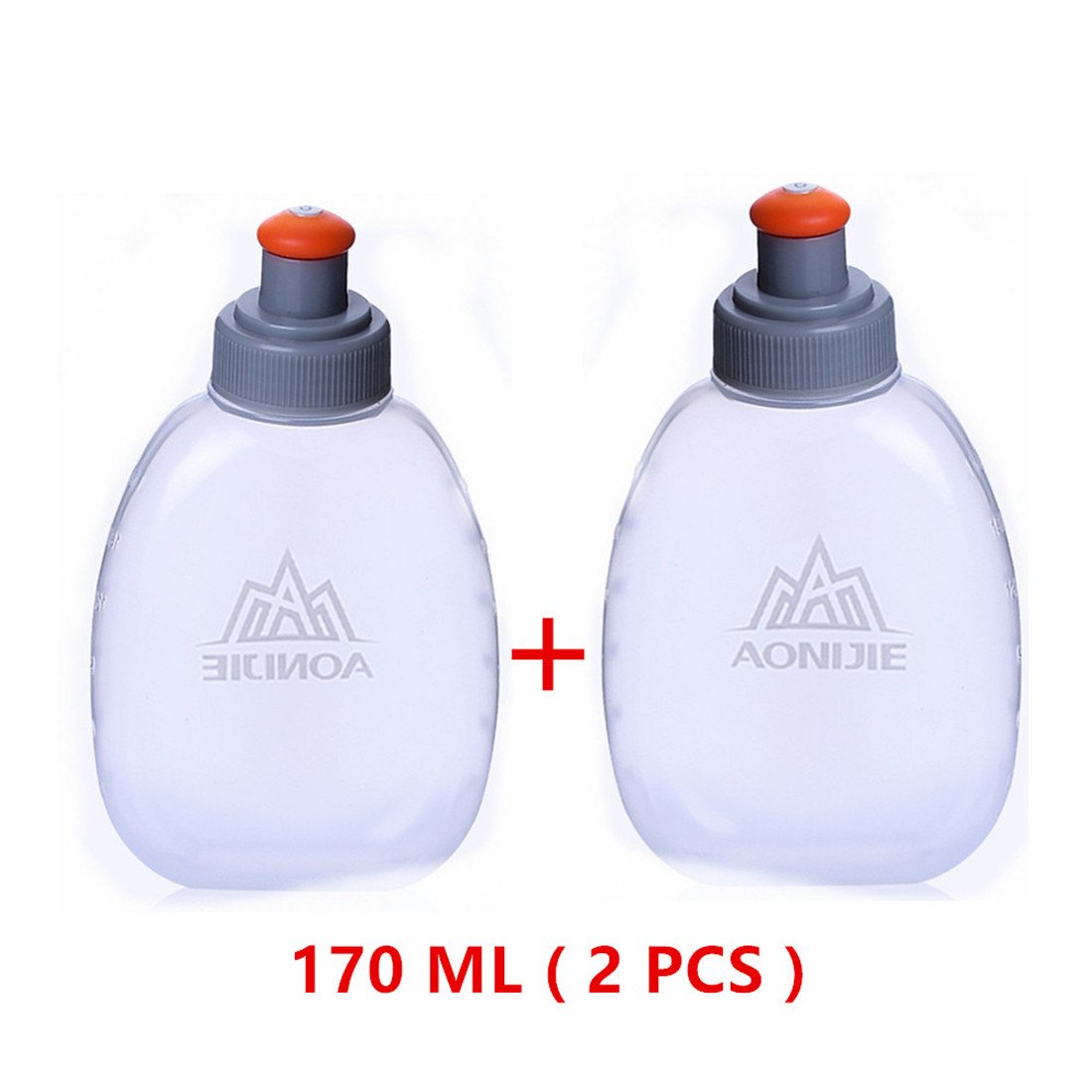 AONIJIE - Cintura regolabile da uomo e donna, con 2 bottiglie d'acqua da 170 ml (Nero + +2 Bottiglie D'acqua Da 170 Ml)