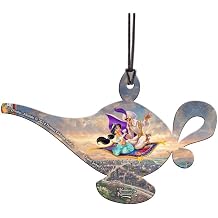 Disney - Aladdin and Princess Jasmines Magic Carpet Ride - Thomas Kinkade - 4.5" x 2.75" Lamp Shaped Hanging Acrylic Accessory | Velveteen Gift Bag - Ideal for Gifting and Collecting ACPLAMP183