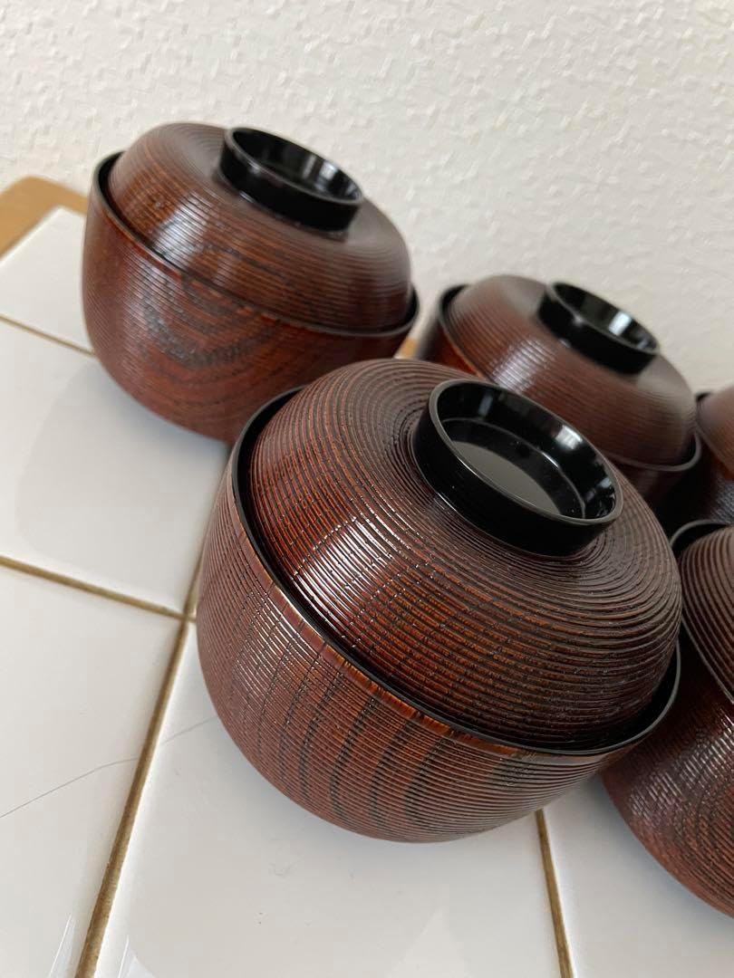 新品 未使用 越前塗 漆器 牡丹彫 ① 蓋付椀 吸物椀 木箱入り 越前塗 漆器 牡丹彫 ② 蓋付椀 吸物椀 木箱入り お椀 蓋付き