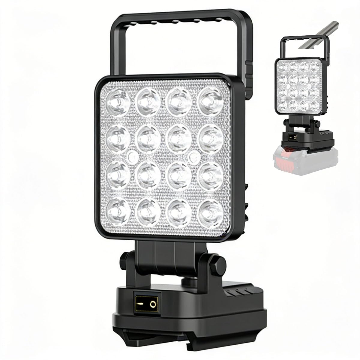 Akku Lampe für Bosch GBA/BAT (Kein Akku),Kabellose Led Arbeitsleuchte,48W 3800LM Tragbare LED Strahler Flutlichter Baustellen Lampe für Autoreparatur, Heimbeleuchtung