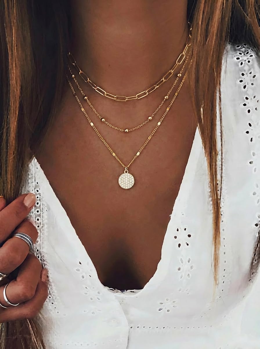 Layered Gold Necklace Stack for Women, 18K Gold Plated Stainless Steel Jewelry, 3 Pcs Dainty Pendant Paperclip Chain Necklace Stack Set, Non-Tarnish Valentine's Day Gift for Her - Image 8