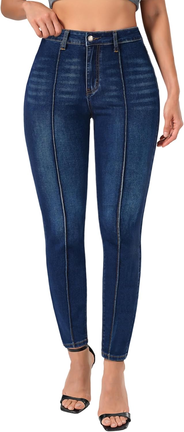 roswear Skinny Jeans for Women High Waisted Stretchy Front Seam Vintage Denim Pants