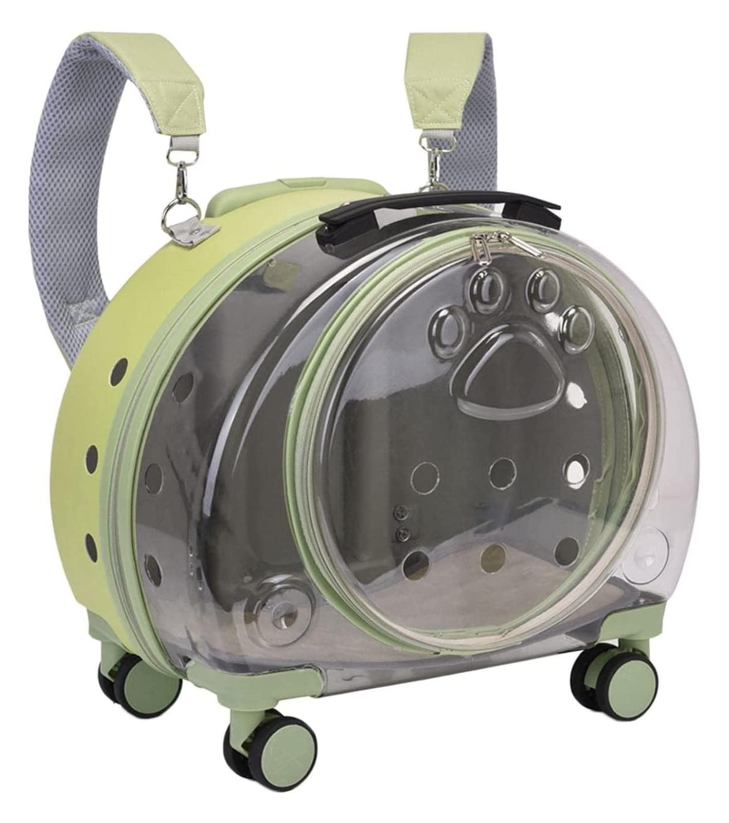 SUNESA Zaino Gatto Borsa Porta Gatti, Zaino Fori ventilati Valigia Tracolla Regolabile Valigia Trolley for Animali Domestici for Escursioni Brevi Viaggi Gattino in Uscita (Color : Translucent Green)
