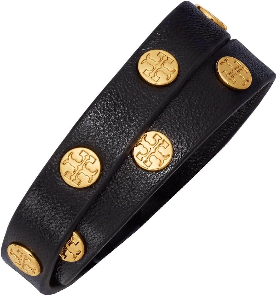 Tory Burch Bracelet Double Wrap Logo TB Leather Studded