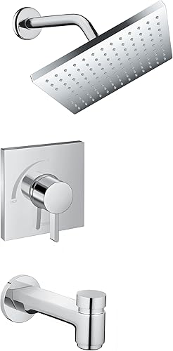 hansgrohe Vernis 04961000 - Juego de ducha cuadrado con balanza de presión de 2,5 GPM con boquilla de bañera en cromo áspero se vende por separado disponible en Yaxa Colombia